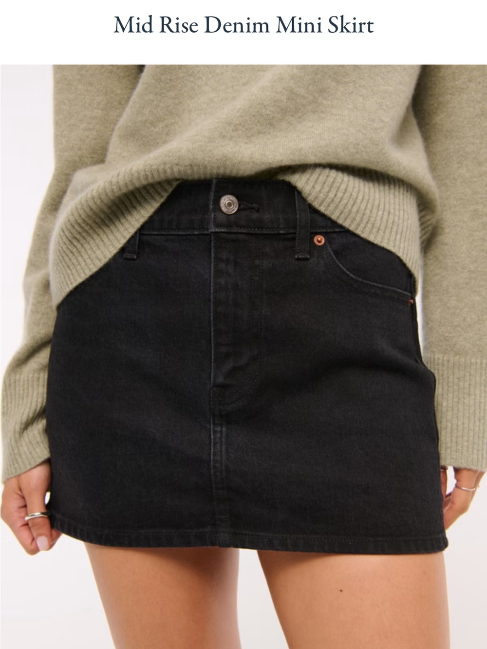 NWT A&F Midrise Denim Mini Skirt - Black